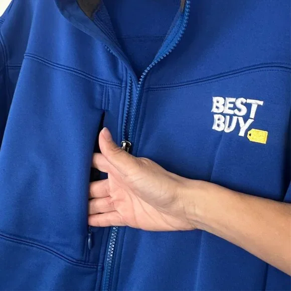 Best Buy Employee Uniform Full Zip Blue Jacket Coat Mens XL Tri-Mountain Fleece - Picture 5 of 13